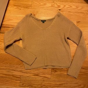 Camel Cropped V-Neck sweater